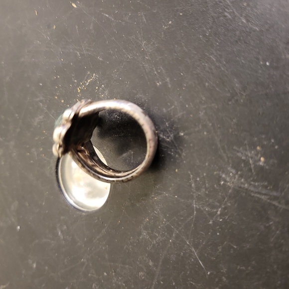 Sterling Silver Moss Agate Hand Crafted Rustic Ring signed ELF Craft Si… - Picture 4 of 13
